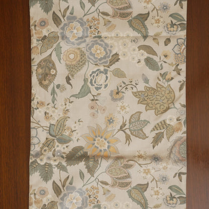Sage Floral Print Table Runner with Tassels (Long)