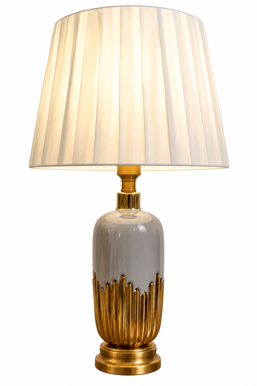 Grey & Gold Drip Ceramic Table Lamp