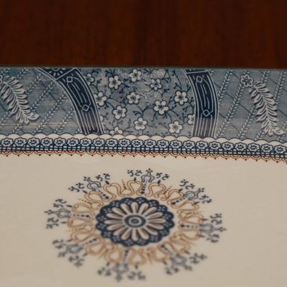Teal Mandala Ceramic Serveware - Rectangular Serving Platter (Large) | Set of 2