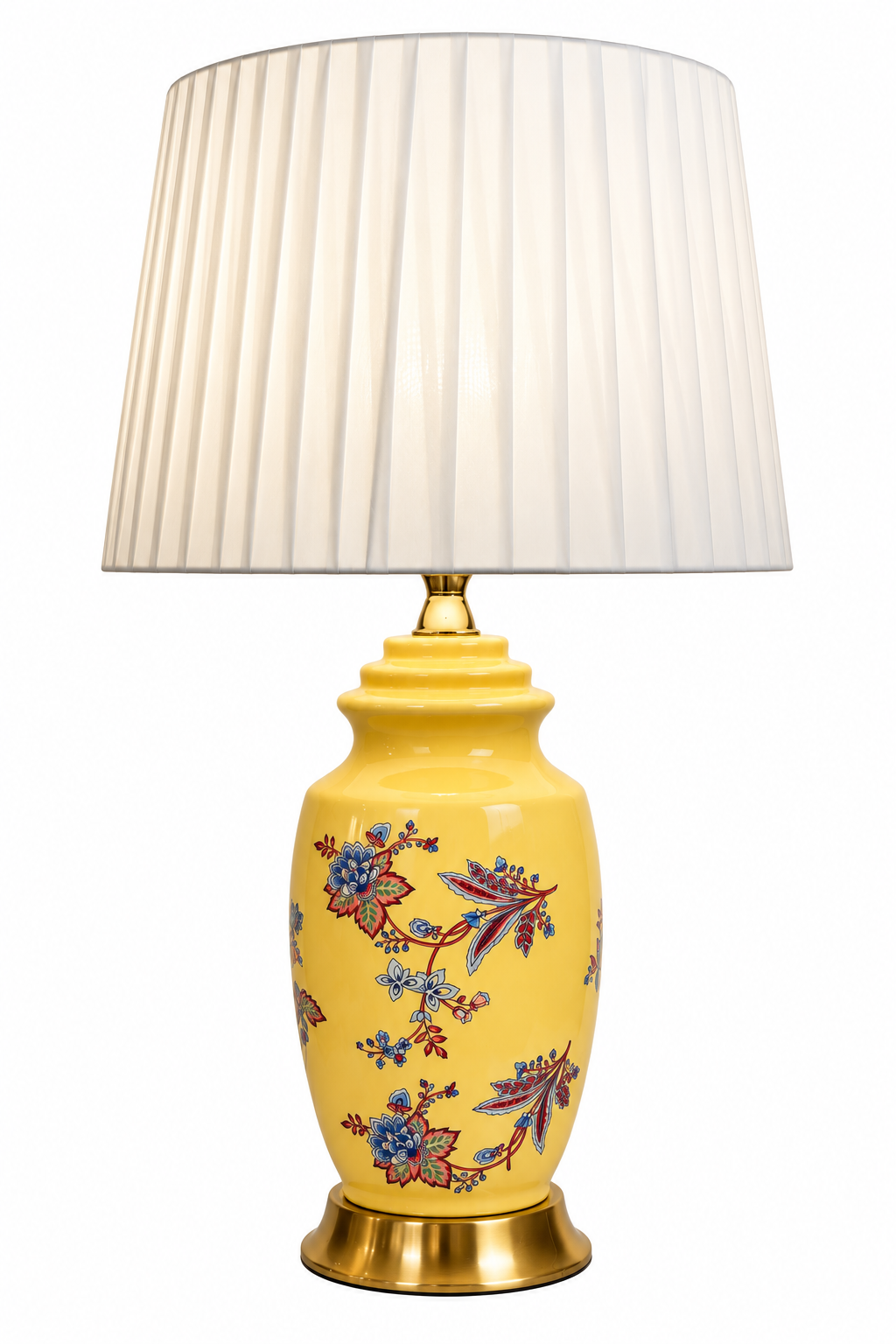 Yellow Paisley Floral Ceramic Table Lamp