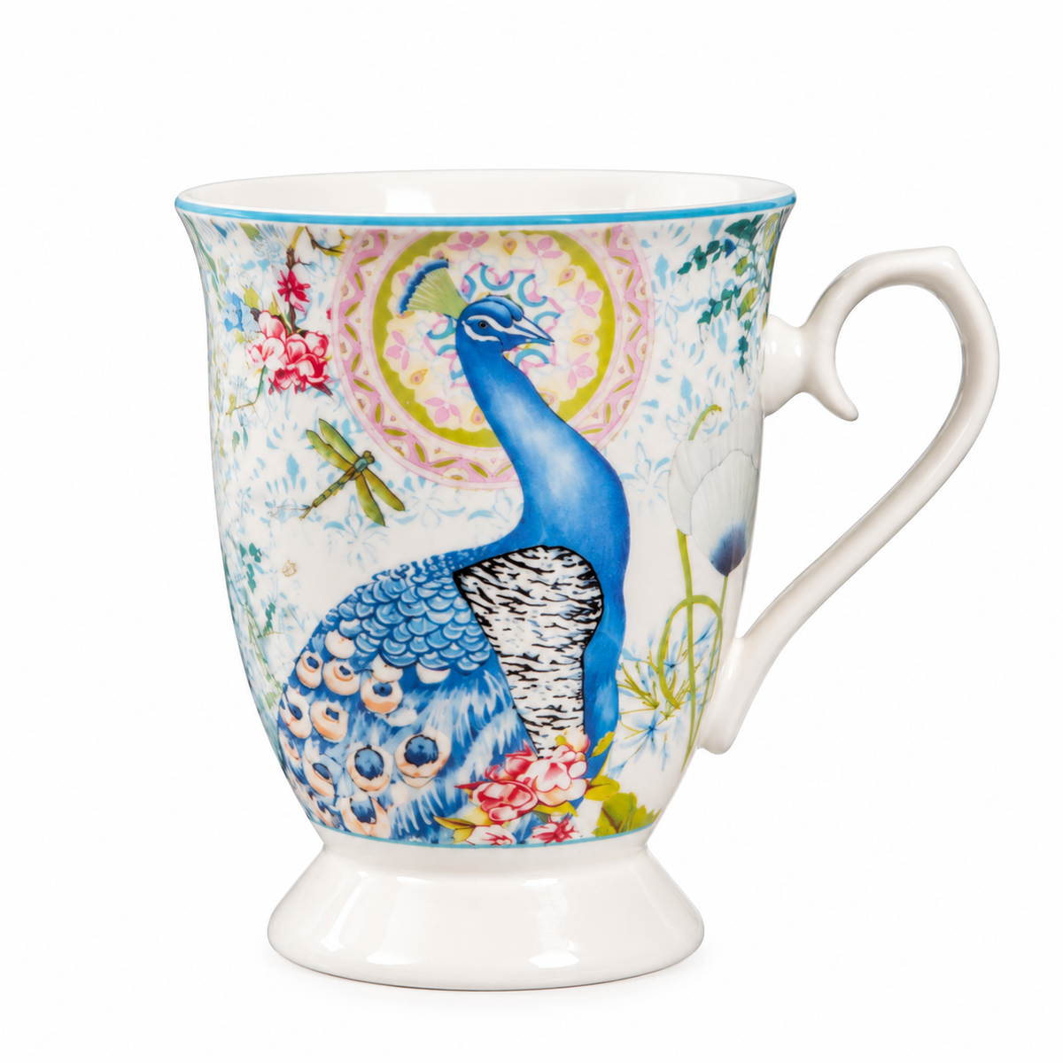 Peacock Garden Ceramic Mug with Round Gift Box
