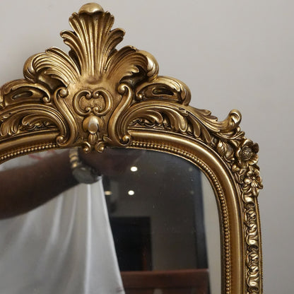 Antique Gold Baroque Arched Wall Mirror