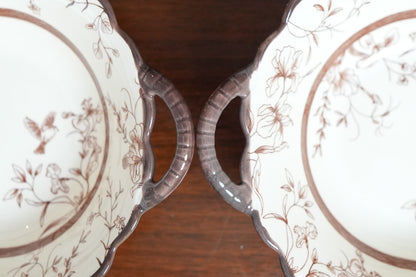 Cinnamon Songbird Ceramic Serving Bowl with Handles Set of 2