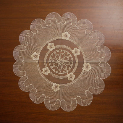Ivory Sunburst Flower Sheer XL Round Table Mat (Single)