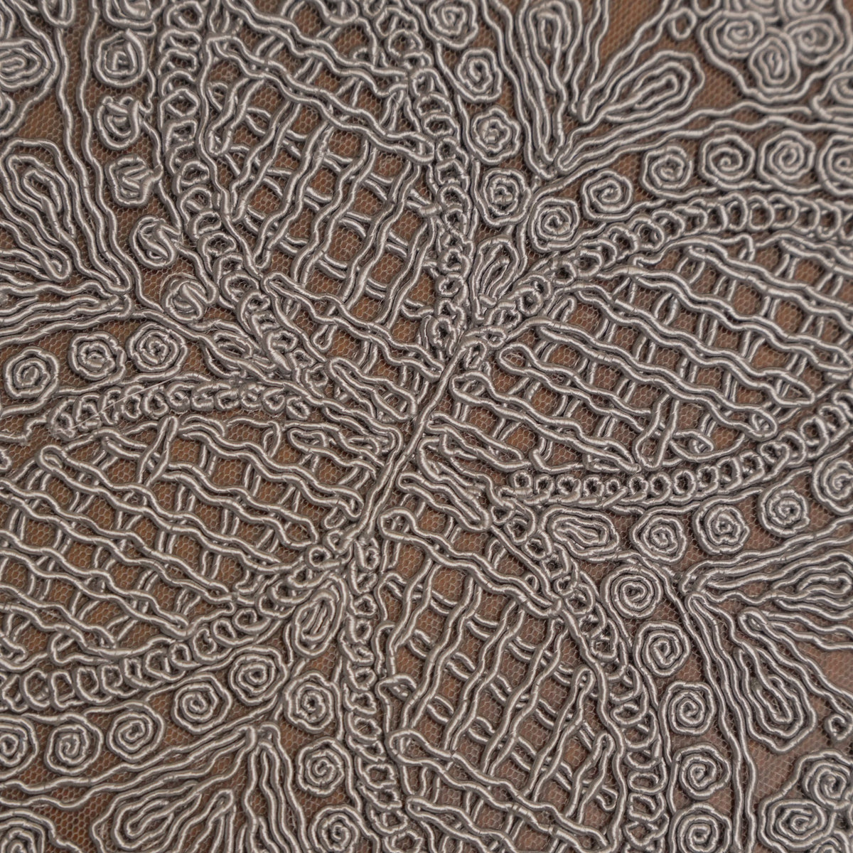 Silver Grey Scroll Crochet Lace Round Table Mat (Set of 2)