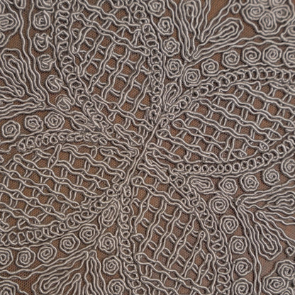 Silver Grey Scroll Crochet Lace Round Table Mat (Set of 2)