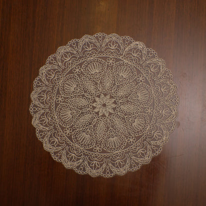 Ivory Flower Star Crochet Lace Round Table Mat (Set of 2)