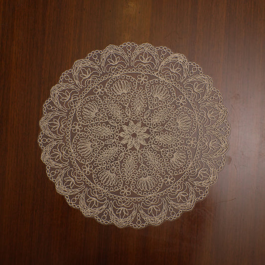 Ivory Flower Star Crochet Lace Round Table Mat (Set of 2)