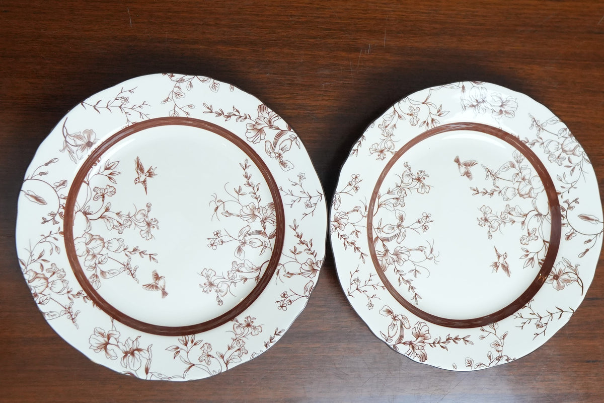 Cinnamon Songbird Ceramic Dinner Plate Set of 2