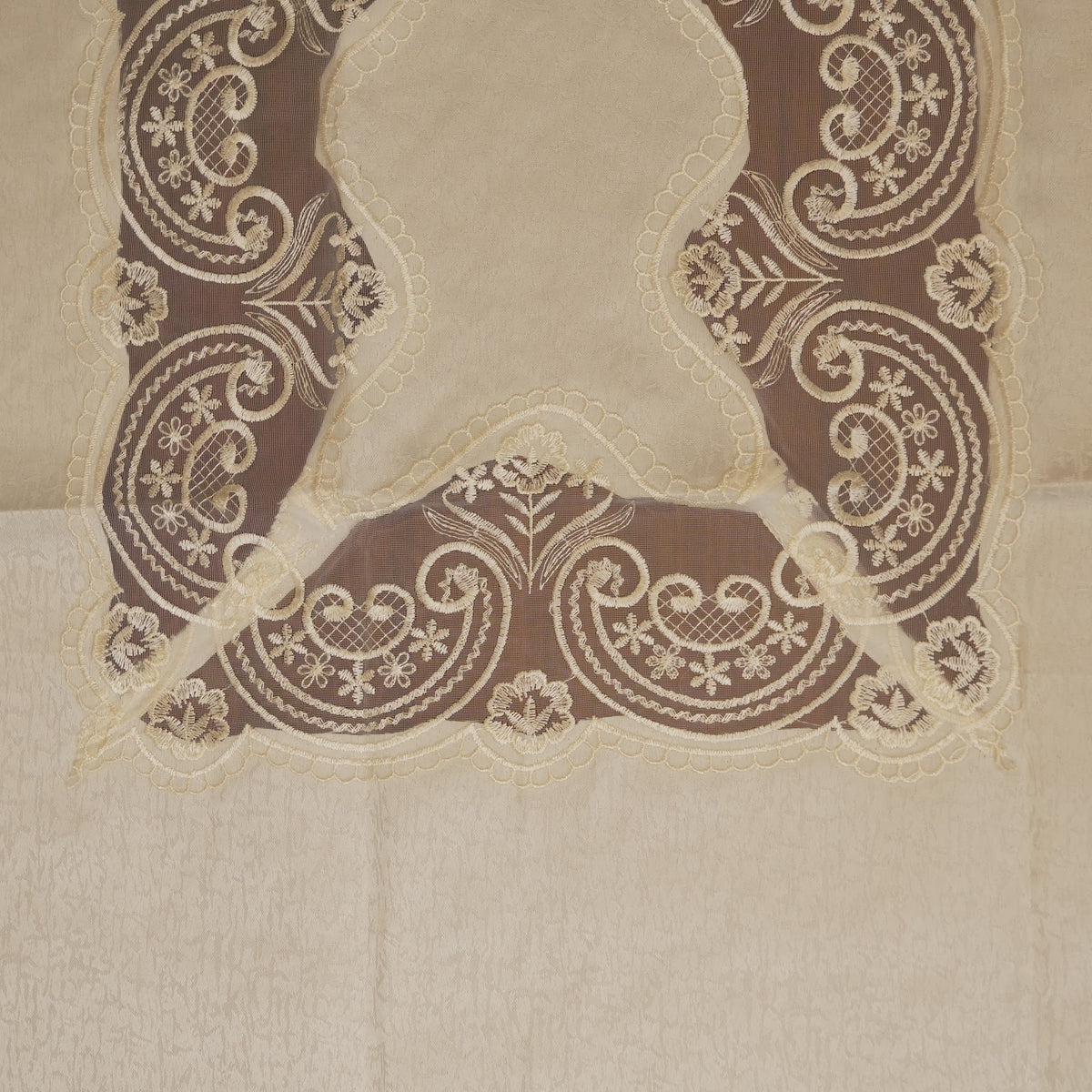 Close-up of the lace centre panel