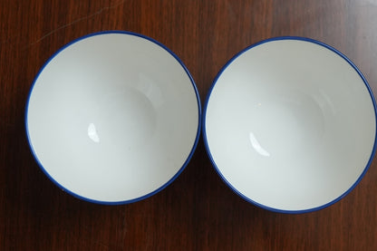 Blue Sprig Scalloped Ceramic Soup Bowl Set of 2