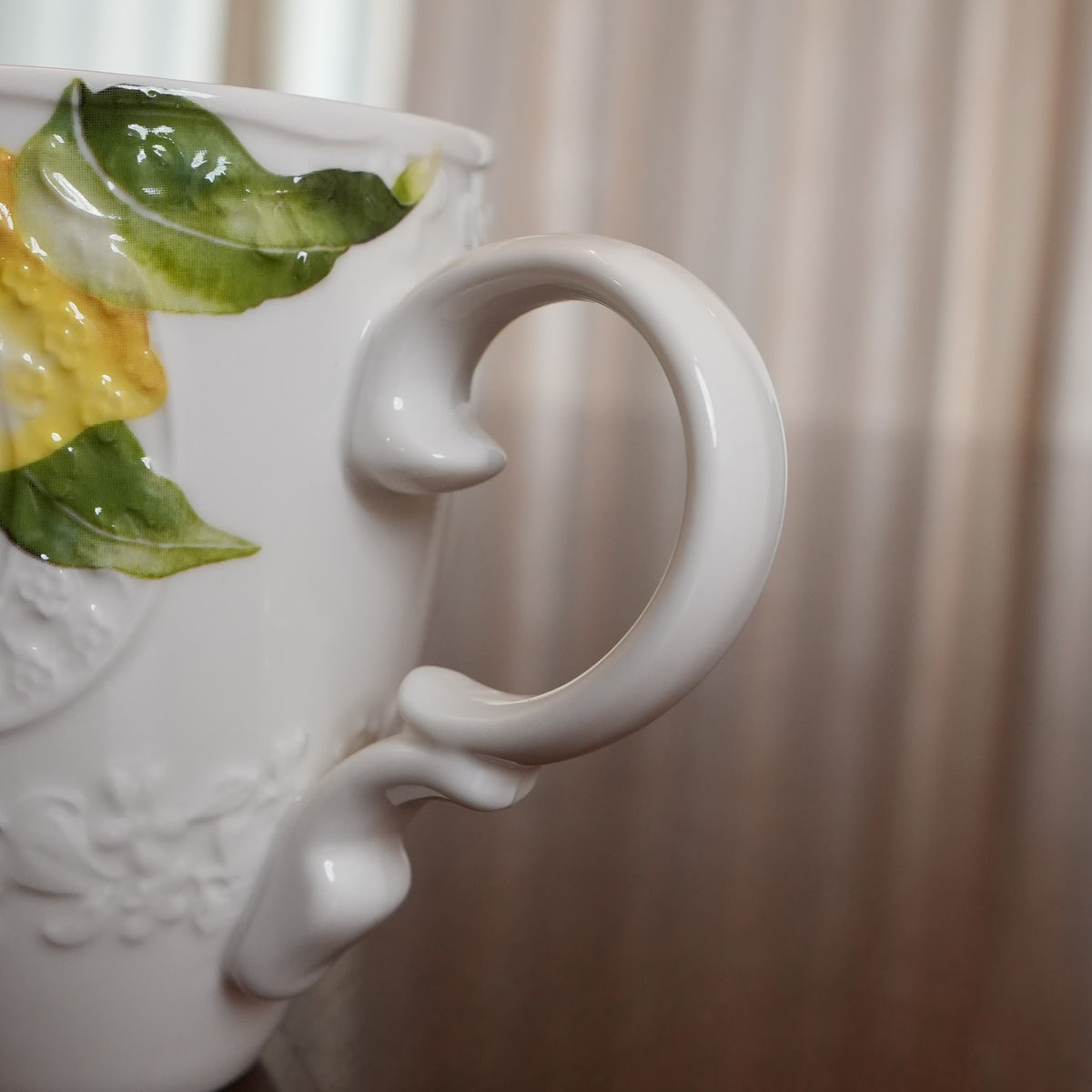 Lemon Blossom Embossed Ceramic Mug (Set of 2)