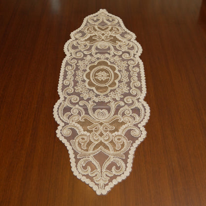 Gold Satin Scroll Lace Table Runner (Small)