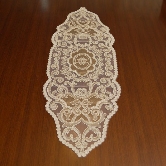 Gold Satin Scroll Lace Table Runner (Small)