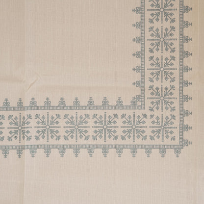 Top view of the cross-stitch border corner
