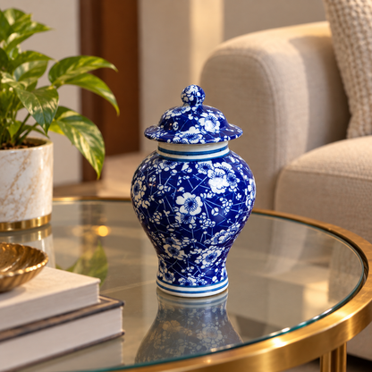 Cobalt Plum Blossom Slim Ceramic Ginger Jar