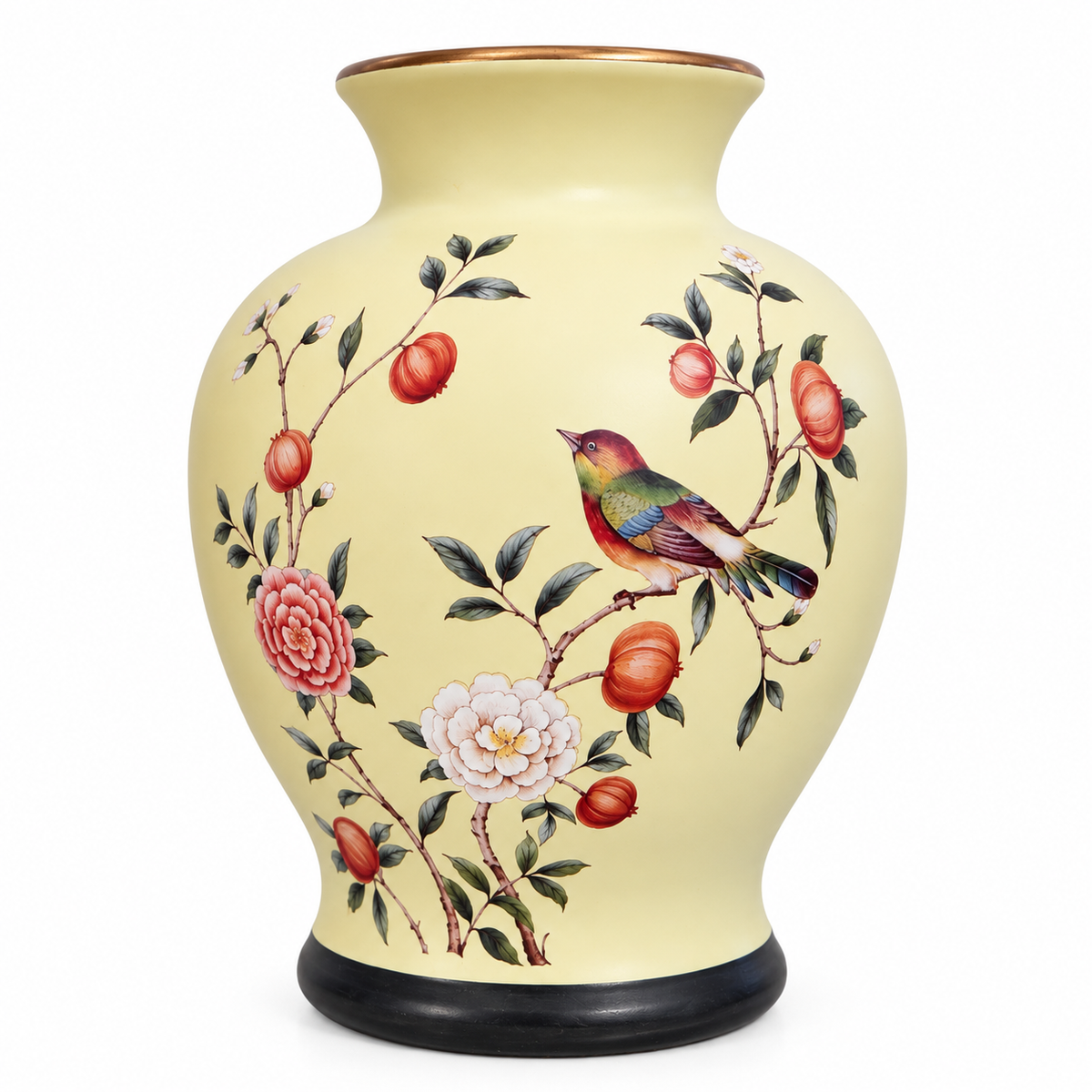 Cream Pomegranate & Bird Classic Ceramic Vase