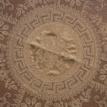 Gold Satin Centre Greek Key Lace XL Round Table Mat (Single)