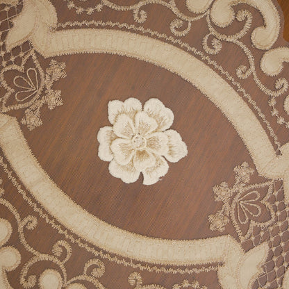Champagne 3D Flower Sheer Oval Table Mat (Set of 2)