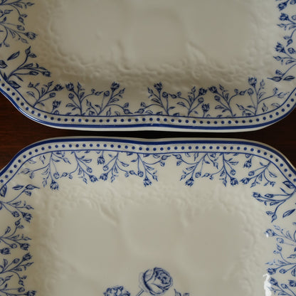 Delft Rose Ceramic Rectangular Platter (Set of 2)