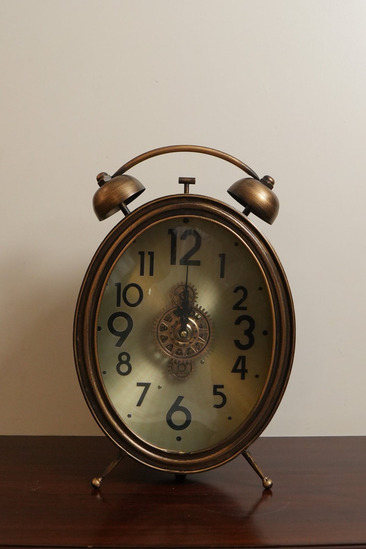 Antique Brass Twin Bell Table Clock
