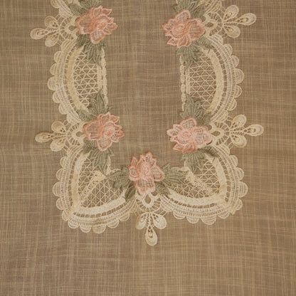 Close-up of the pink rose lace centre panel