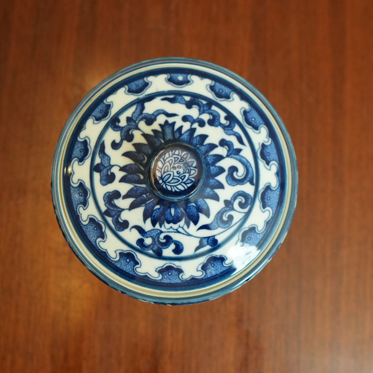 Ming Blue Lotus Ceramic Lidded Jar