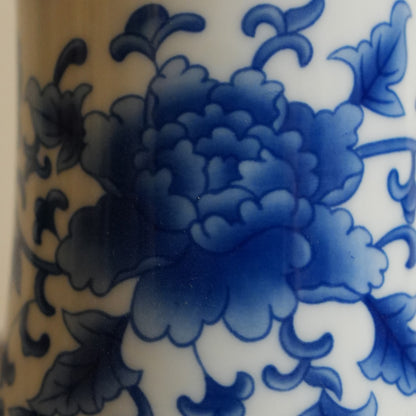Blue Peony Ceramic Bottle Vase