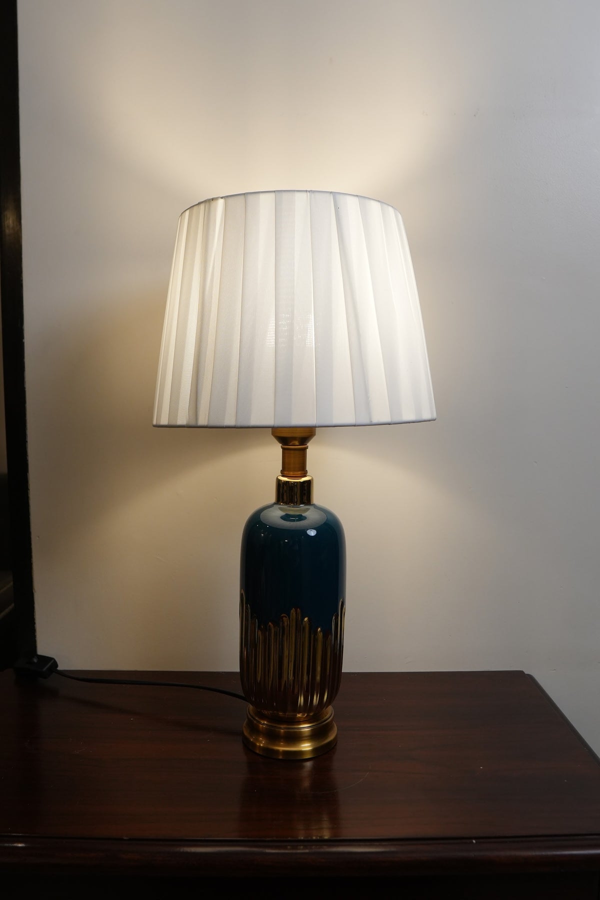 Teal & Gold Drip Ceramic Table Lamp