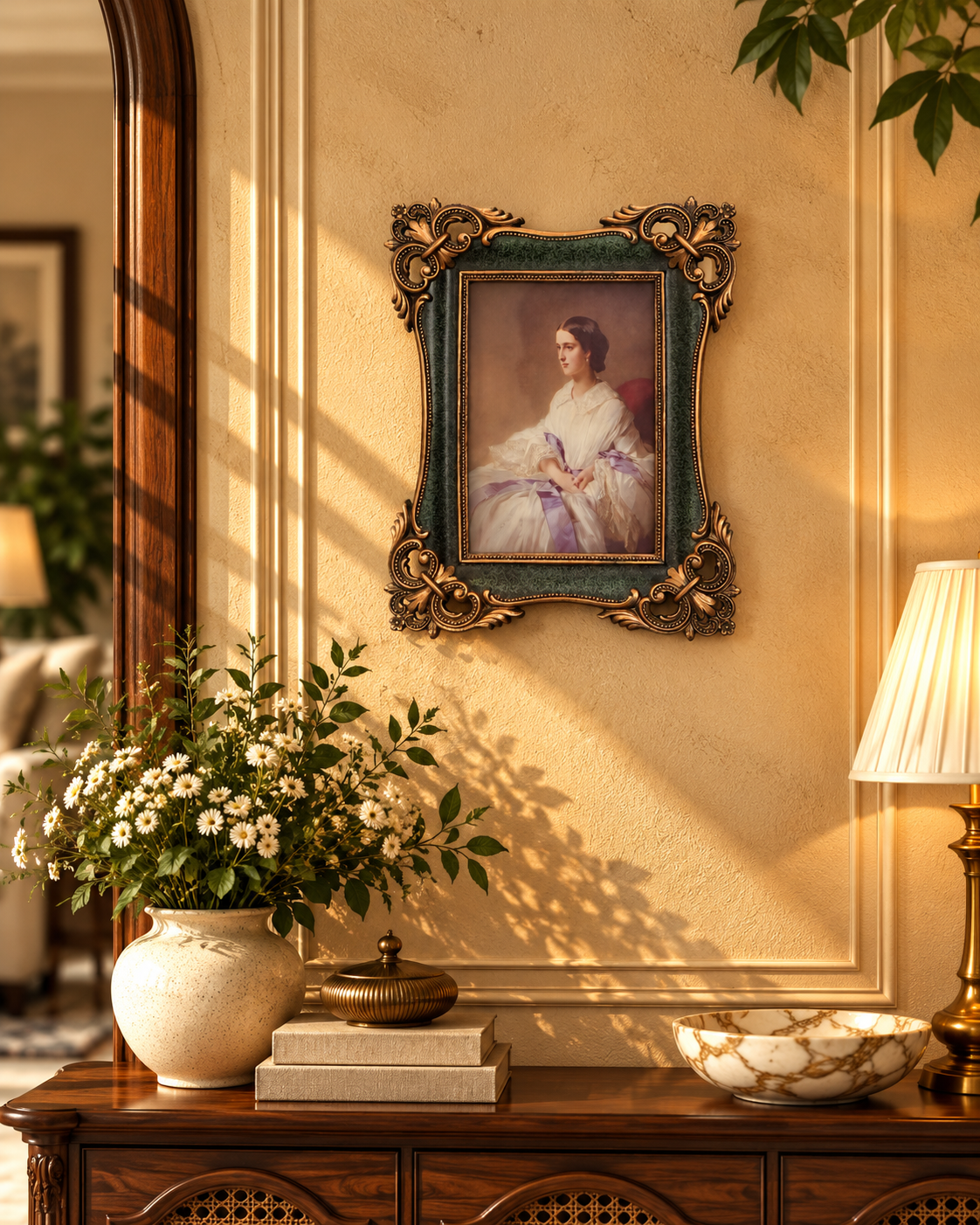 Antique Bronze & Green Baroque Photo Frame
