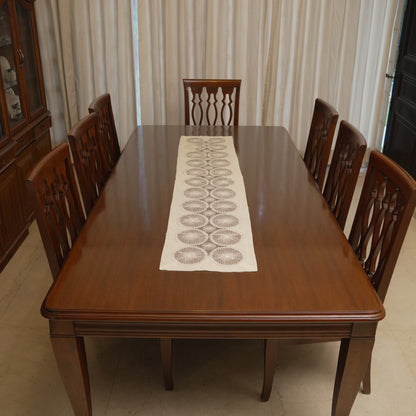 Circle lace medallion runner on a dining table