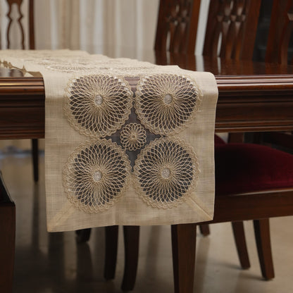 Runner draped over the end of the dining table