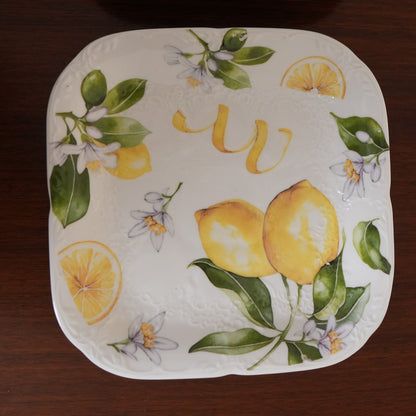 Lemon Blossom Ceramic Square Platter (Set of 2)