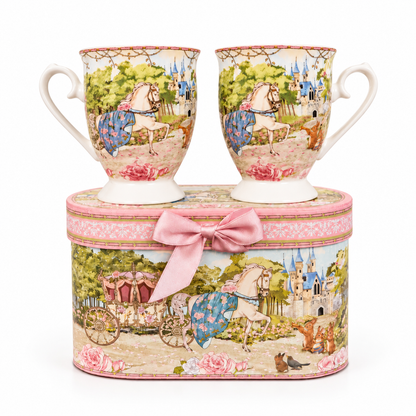 Enchanted Castle Ceramic Mug Set of 2 with Oval Gift Box