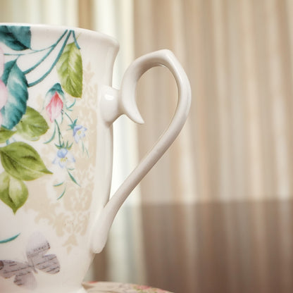 Classic Lady Floral Ceramic Mug with Round Gift Box