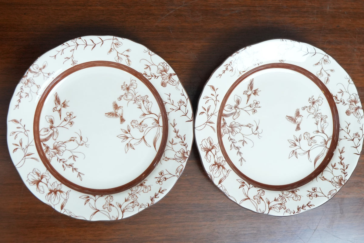 Cinnamon Songbird Ceramic Snack Plate Set of 2