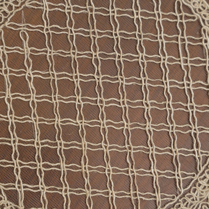 Beige Grid Petal Crochet Lace Round Table Mat (Set of 2)