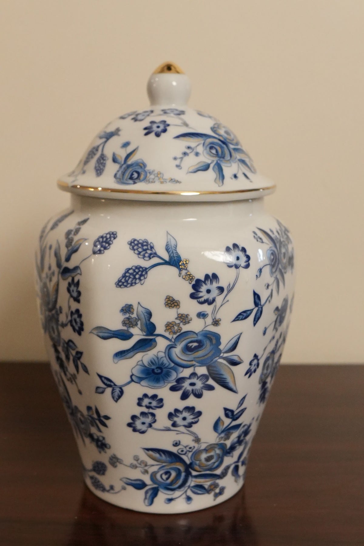 Classic Blue & White Floral Ceramic Ginger Jar