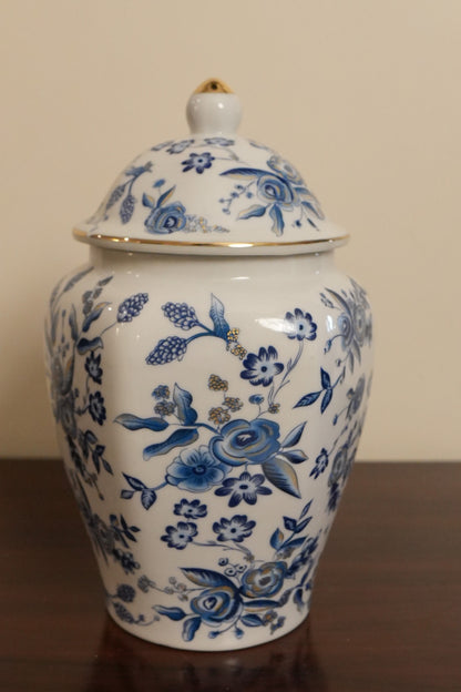 Classic Blue & White Floral Ceramic Ginger Jar