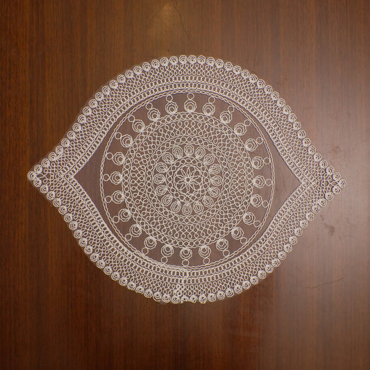 Cream Mandala Crochet Lace Almond Table Mat (Set of 2)
