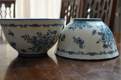 Indigo Rose Ceramic Deep Serving Bowl (Set of 2)