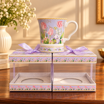Lilac Tulip Ceramic Mug with Clear Gift Box