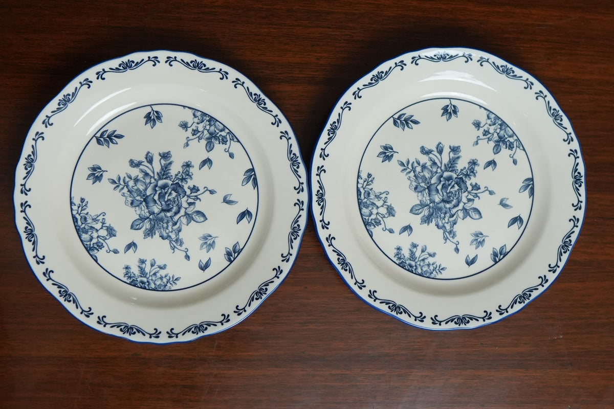 Indigo Rose Ceramic Snack Plate Set of 2
