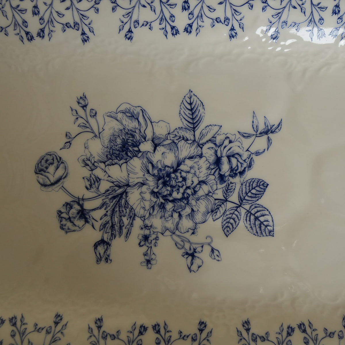 Delft Rose Ceramic Rectangular Platter (Set of 2)