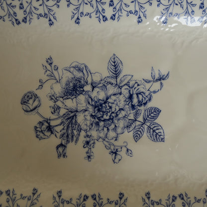 Delft Rose Ceramic Rectangular Platter (Set of 2)