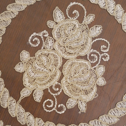 Ivory Rose Bouquet Sheer Lace Round Table Mat (Set of 2)