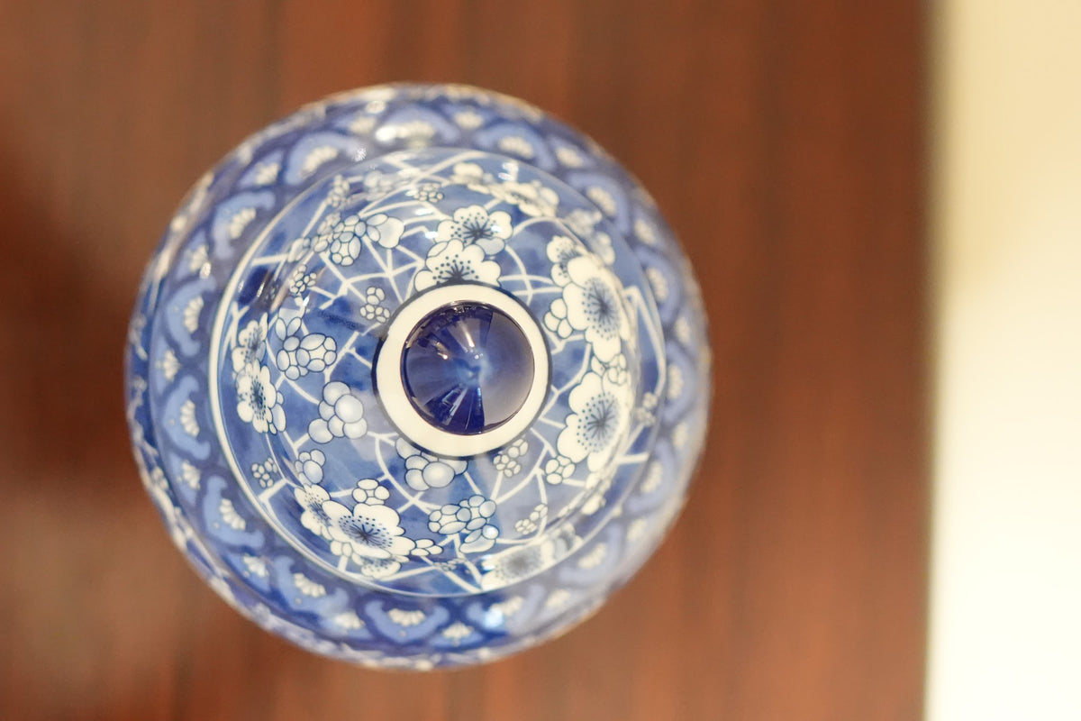Cobalt Blue Prunus Blossom Ceramic Ginger Jar