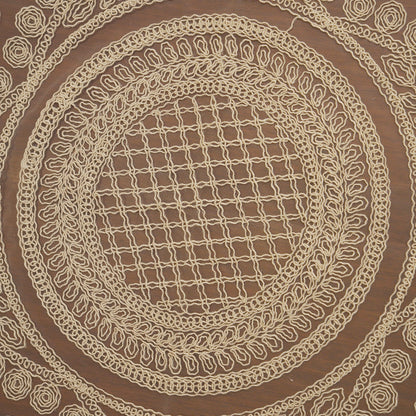 Beige Lattice Rose Ring Lace XL Round Table Mat (Single)