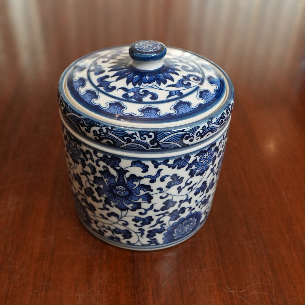 Ming Blue Lotus Ceramic Lidded Jar