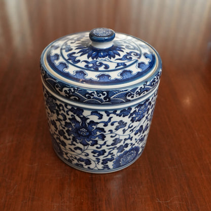 Ming Blue Lotus Ceramic Lidded Jar